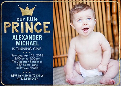 Baby Boys First Birthday Invitation, 1st Birthday Invitation Card